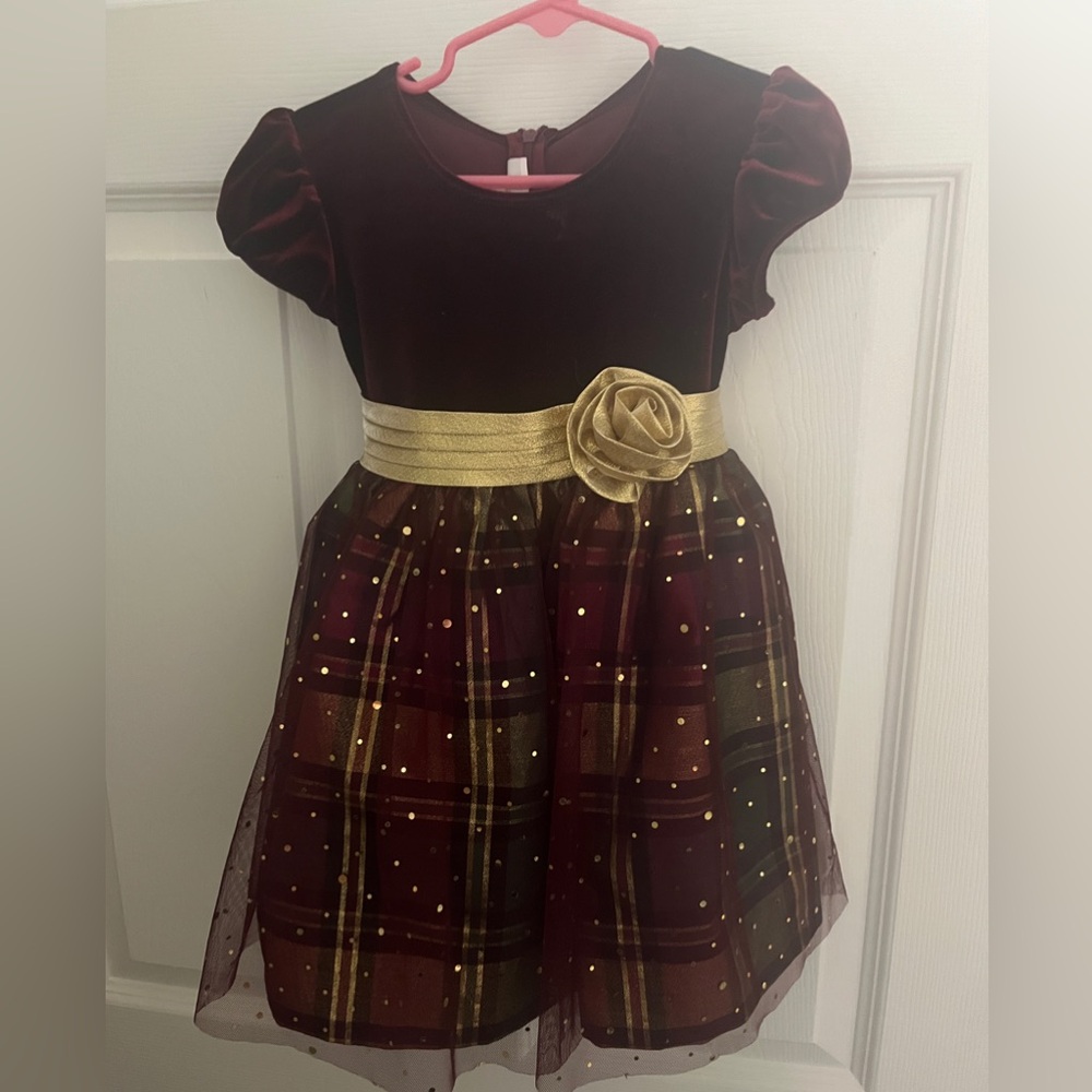 Maroon and gold dress